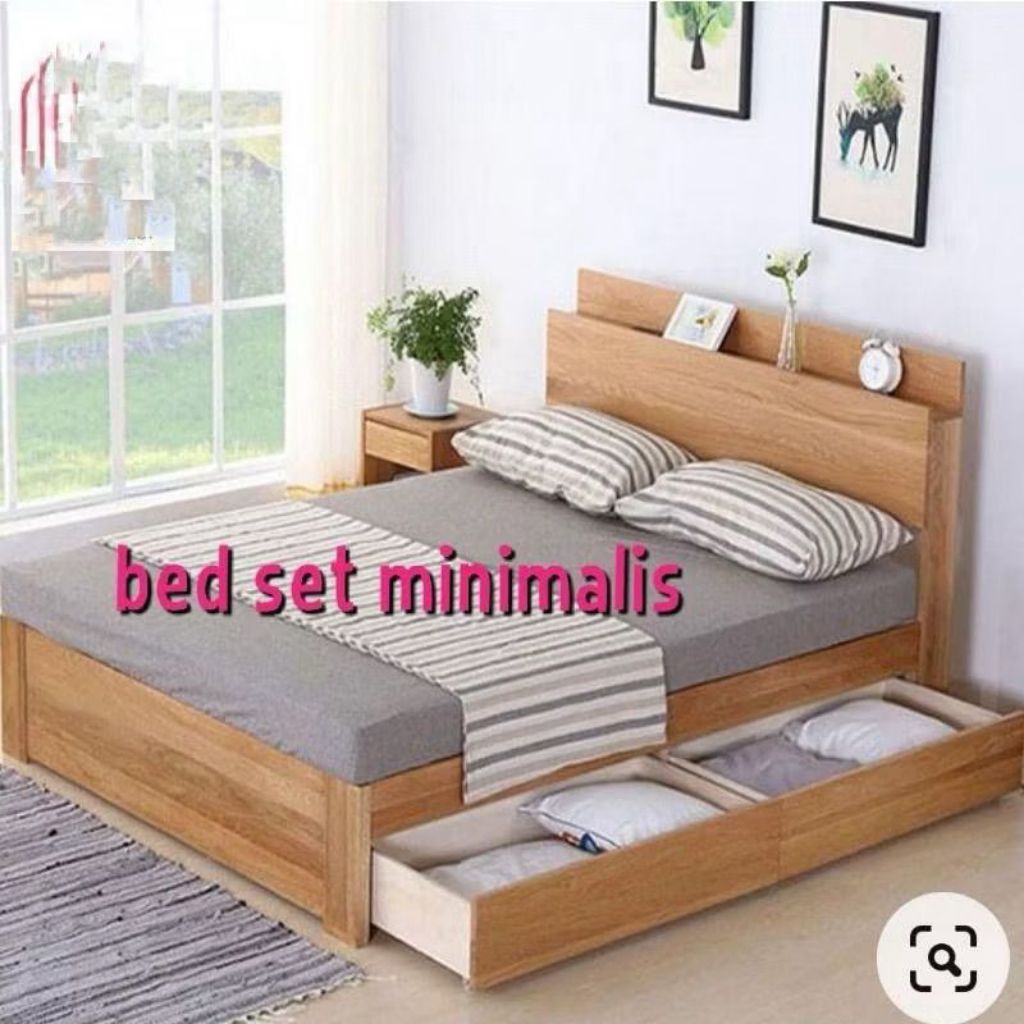 dipan laci 2 minimalis ukuran 120x200 kayu jati