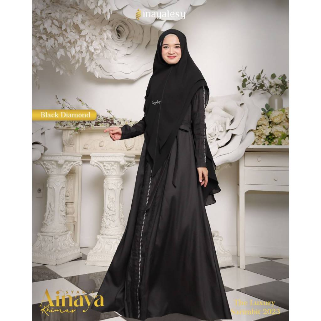 GAMIS DRESS MOM AGRA AINAYA SARIMBIT BY INAYA INAYALESY - BAJU BUSANA MUSLIM WANITA PREMIUM ELEGAN P