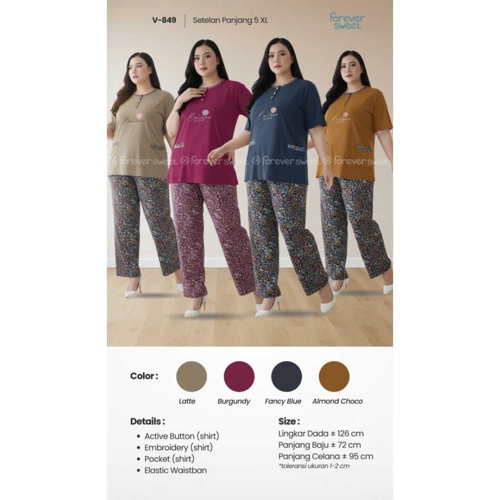 BABYDOLL FOREVER SWEET V-849 5XL CP JUMBO CELANA PANJANG