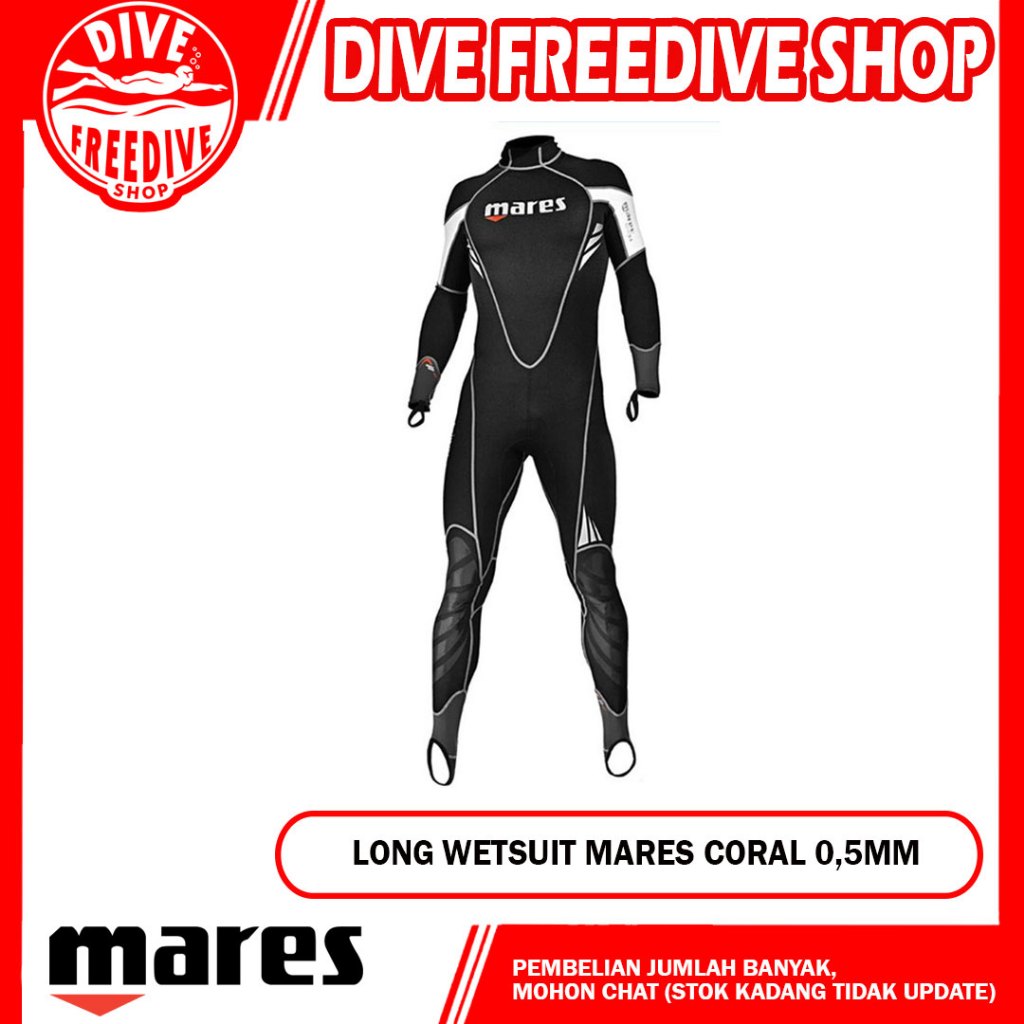 Long Wetsuit Mares Coral 0.5mm Neoprene Men Baju Panjang Pria Selam Scuba Diving Snorkeling Freedivi