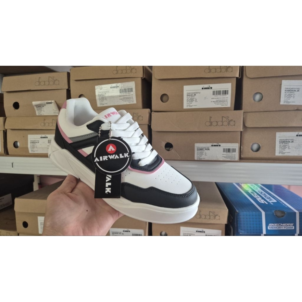 Airwalk Women Dakota White/Black/Pink Sepatu Sneakers Perempuan Original| Women's Sneakers Original