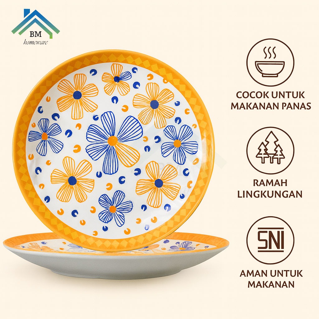 Piring Aesthetic Melamin Asli / Piring Melamin Motif Elegan
