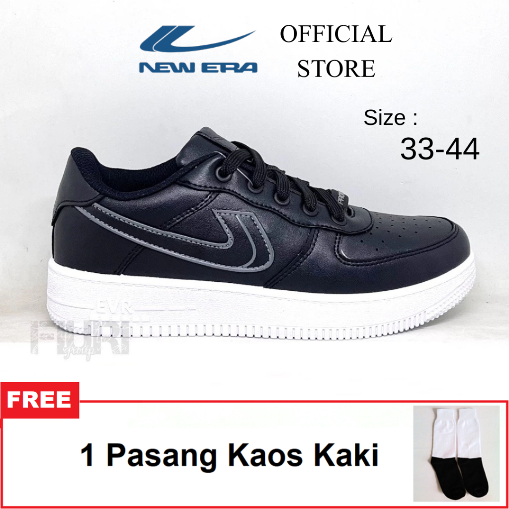 New Era - Force One 33-44 - Sepatu Sneakers Casual Sekolah Kuliah Kerja Pria Wanita - Hitam Putih