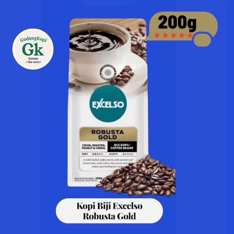 Kopi Biji Excelso Robusta Gold 200g