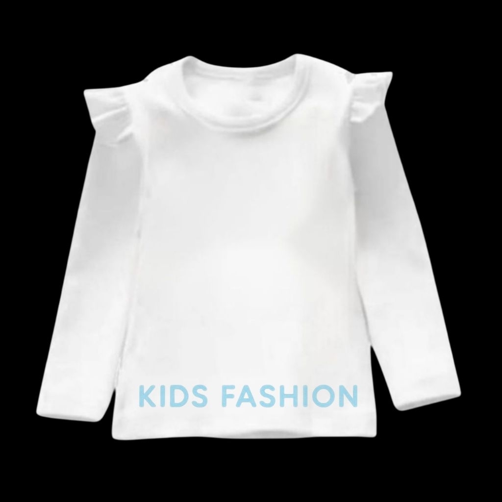 Kaos anak perempuan lengan panjang baju anak ruffle baju atasan POLOS