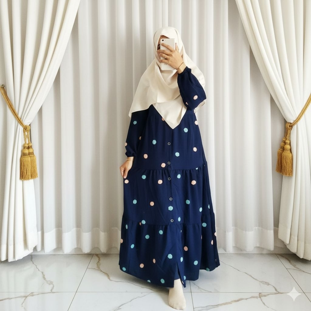 Gamis Lebaran 2026 - Jubah Hari Raya - Abaya Pesta - Gamis Syari - Gamis Muslimah Bahan Cringkle Pom