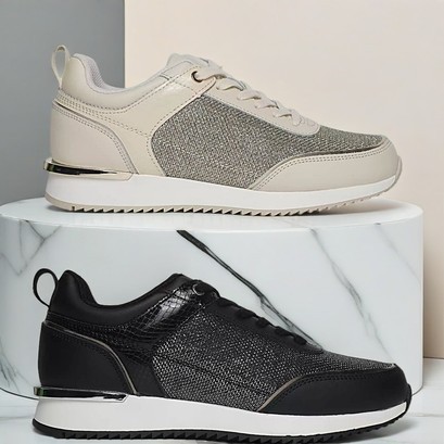 BUCCHERI DORIS Sepatu Sneakers Wanita Casual-Black&Beige-Bl3077