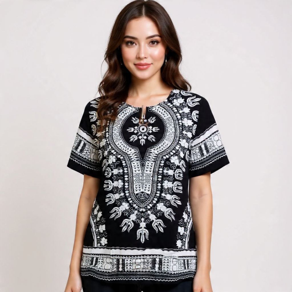 Baju uje motif batik Dashiki Thailand/Kaos Etnik Dashiki  style Pria dan Wanita/Kaos Etnik dasar hit