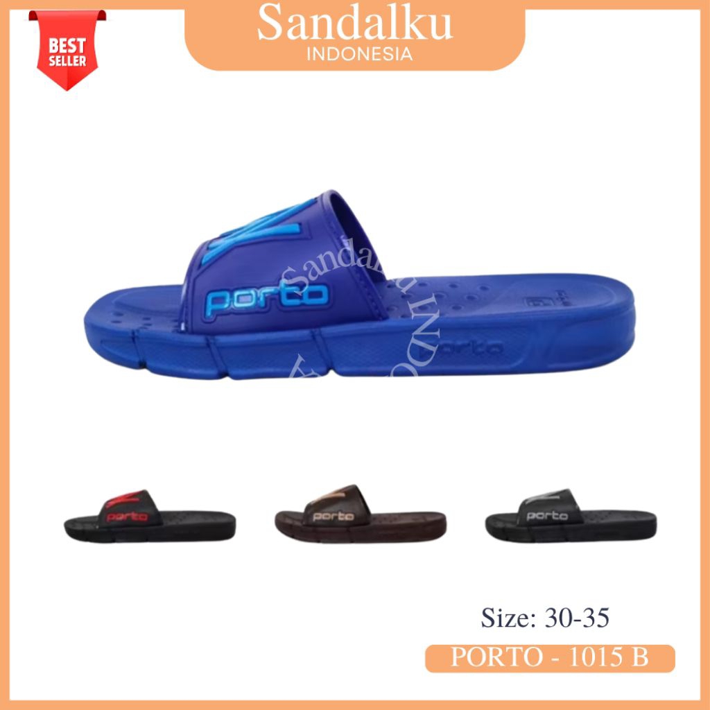PORTO Sandal Pria Alan Walker 1015B Size 30-35 Selop Slide Slip On Karet Kasual Anti Slip