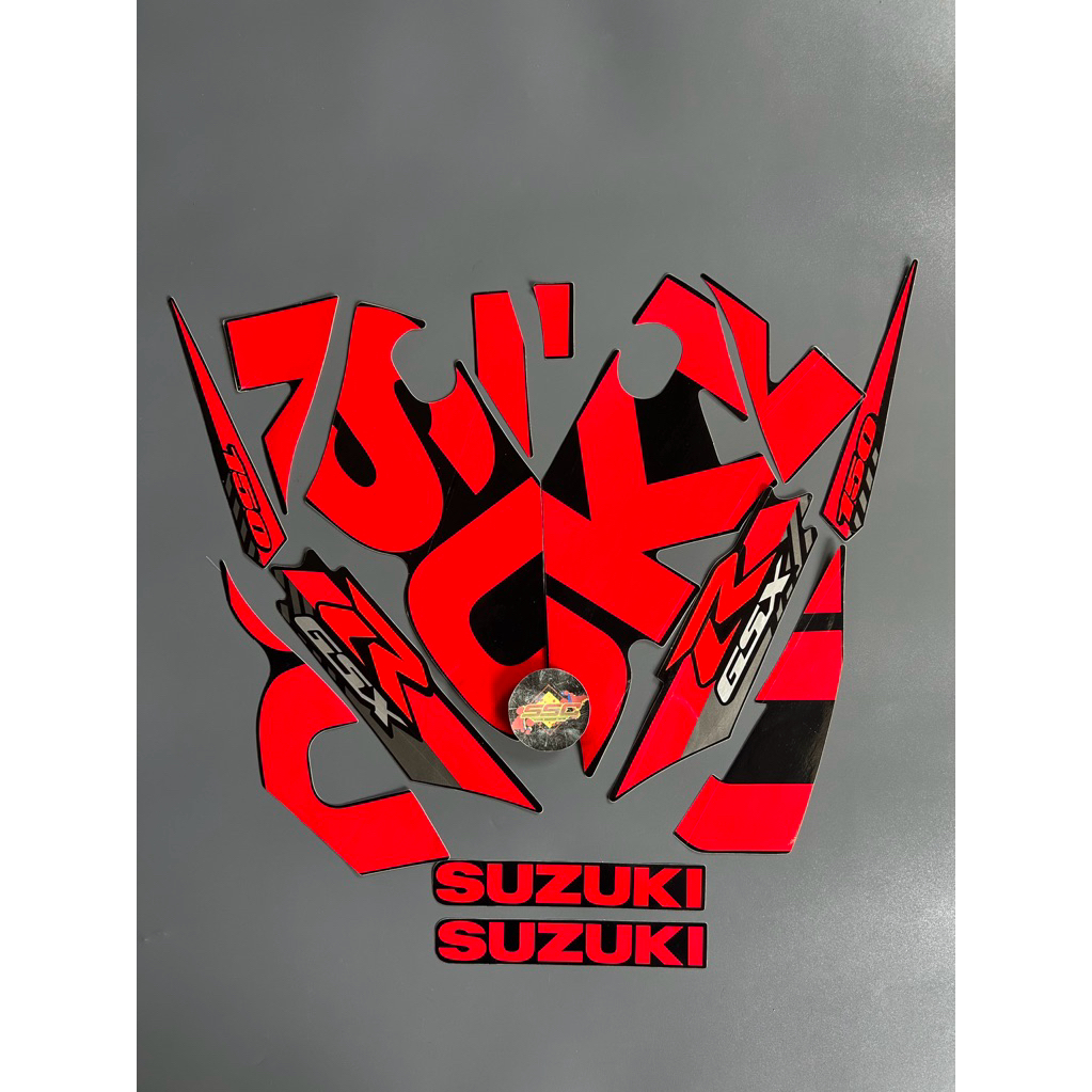 STRIPING STIKER GSX R 150 2016 HITAM MERAH