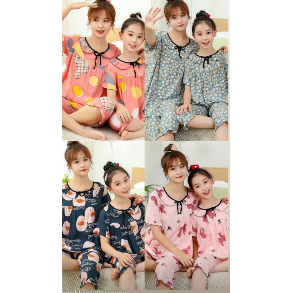 SETELAN PIYAMA RAYON COUPLEAN ANAK IBU / SETELAN RAYON ANAK TANGGUNG / SETELAN RAYON ANAK / PIYAMA R