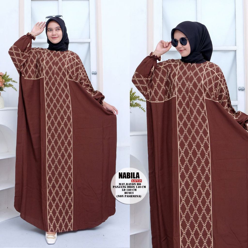 Grosir Gamis Kaftan Nabila Terbaru 2025 Bahan Rayon Ld 180 Pb 140 Jumbo