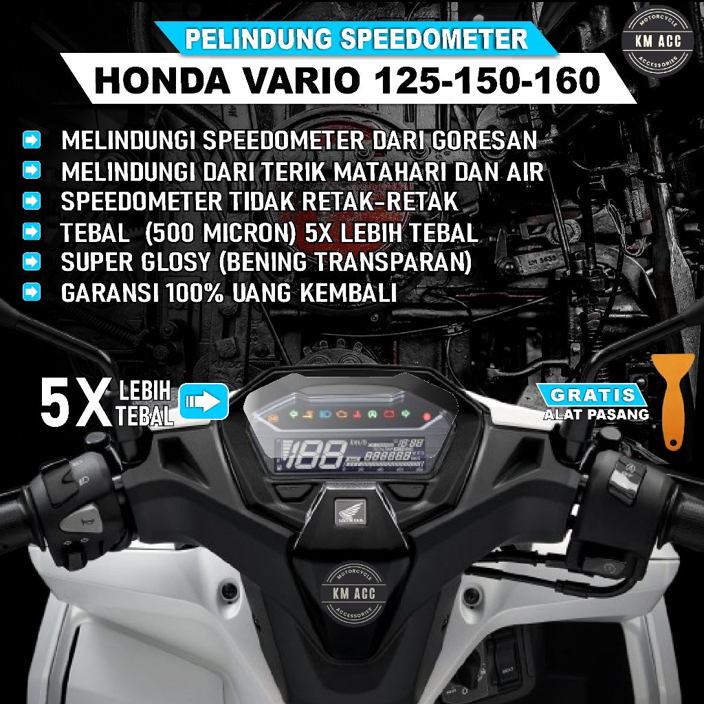 (5 KALI-LEBIH TEBAL) Screen Protector/Pelindung Speedometer HONDA VARIO 150-160 VPF Tebal 500 Micron