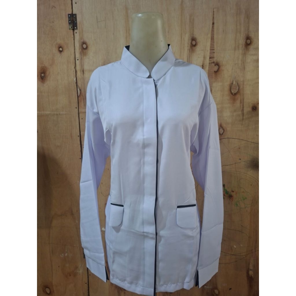 baju dinas putih list hitam wanita premium/baju kerja/baju ASN