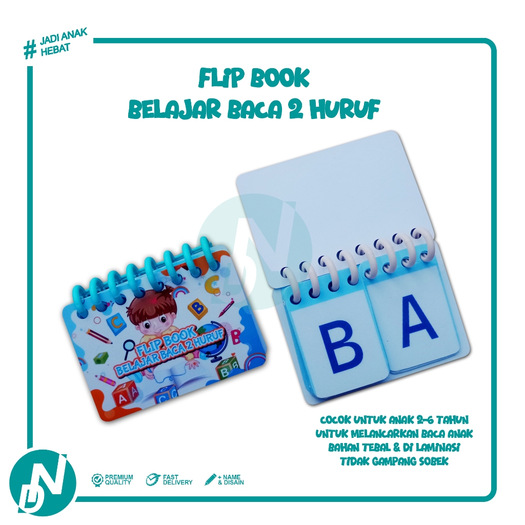 FLIP BOOK BELAJAR BACA 2 HURUF - FLASHCARD BELAJAR BACA 2 HURUF