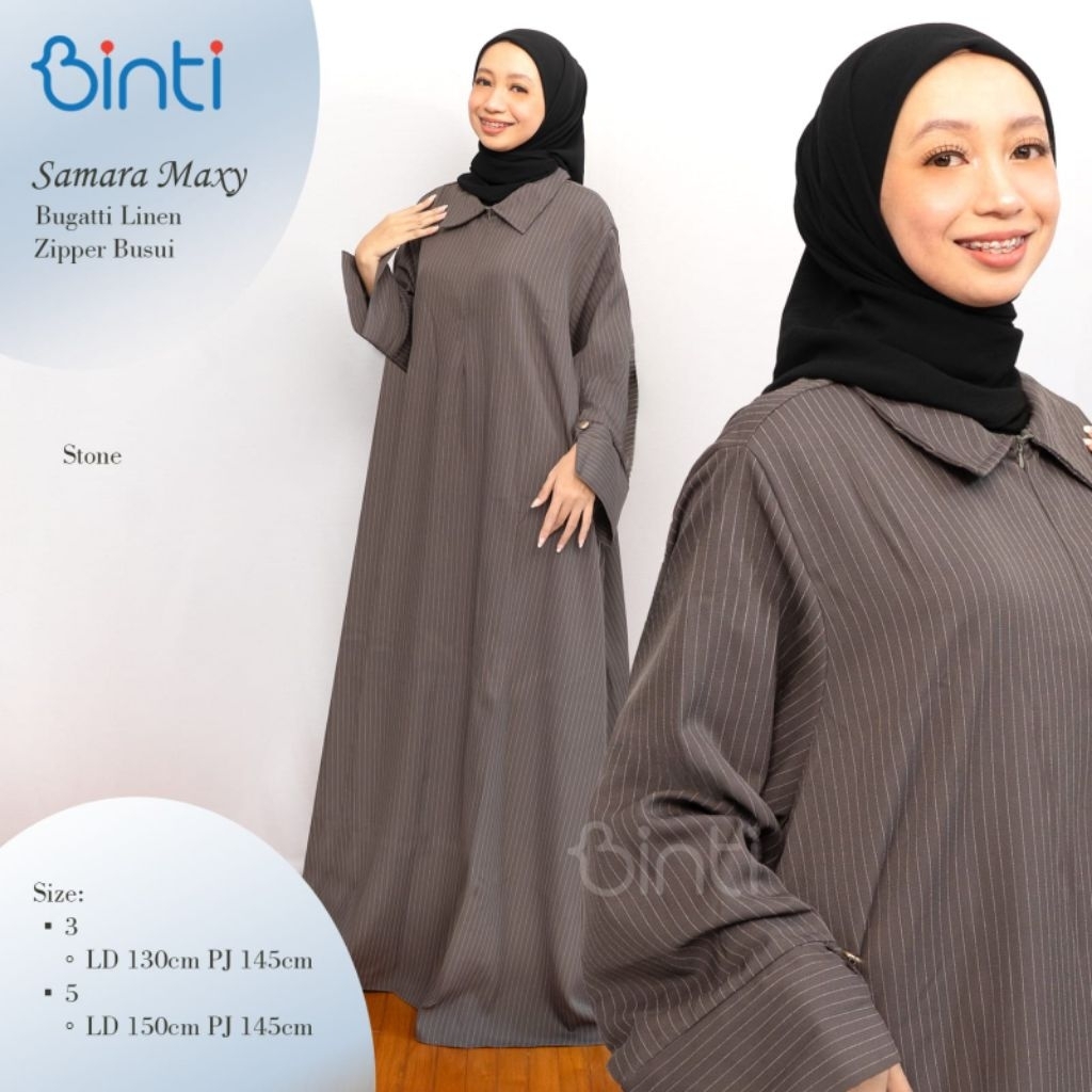 BEST SELLER SAMARA MAXY DRESS JUMBO LD 130 LD 150 BUGATTI LINEN BY BINTI KARET MUSLIM PANJANG FORMAL