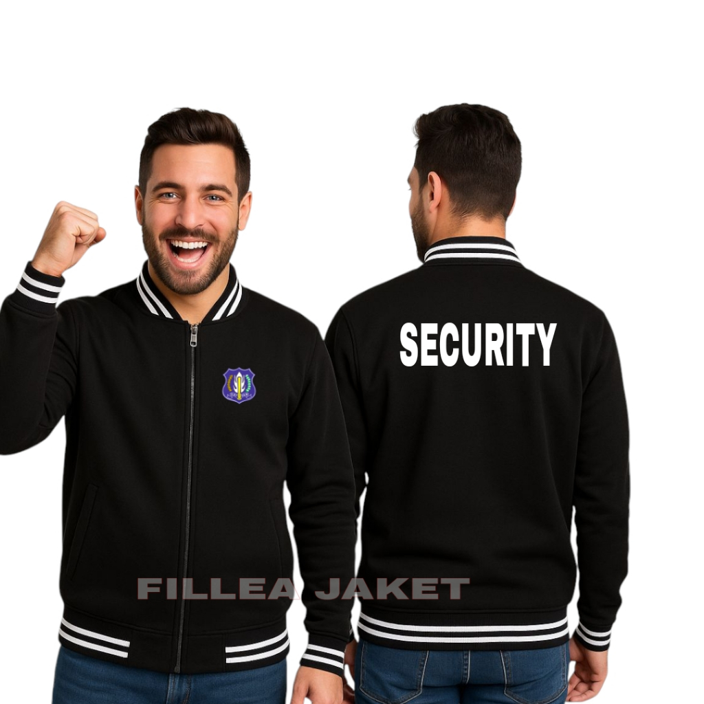 Jacket varsity Baseball logo security satpam | jacket varsity satpam security hitam navy