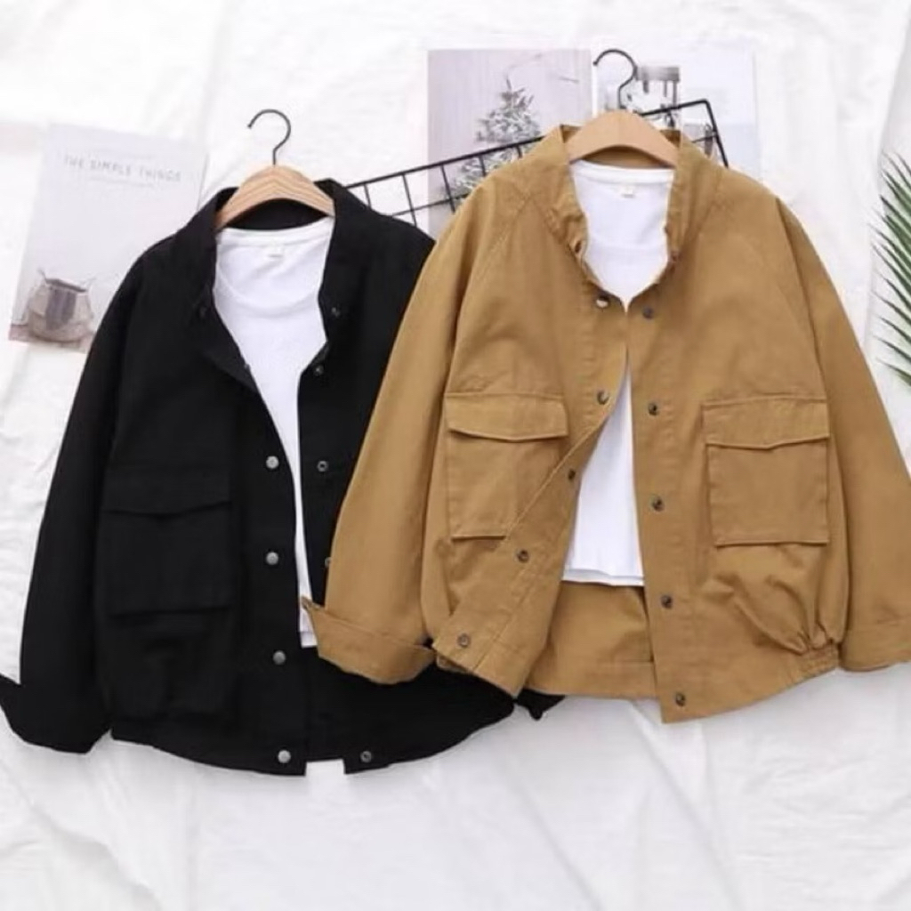 Jaket Selly Casual Wanita - Atasan wanita canvas terbaru