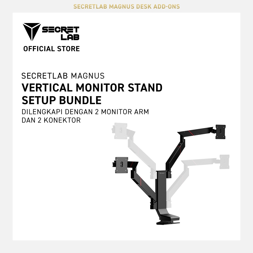 Secretlab MAGNUS Vertical Monitor Stand Bundle - Up to 4 Monitors Arms (Designed for Secretlab MAGNU