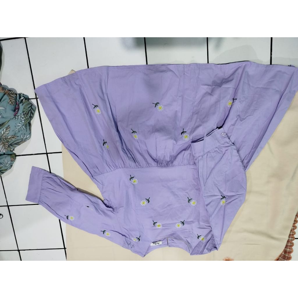 BLOUSE BORDIR BUNGA LILAC