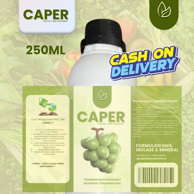 PUPUK ORGANIC | NPK | PUPUK UNTUK BUAH BUAHAN TANAMAN HIAS & SAYUR SAYURAN | 250 ML | CAPER