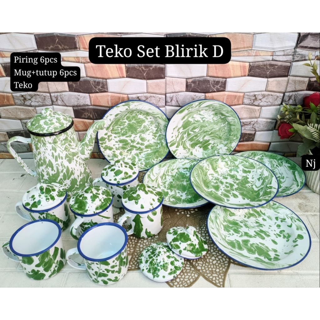 Teko Set Jadul Teko Blirik Cangkir Blirik Piring Blirik