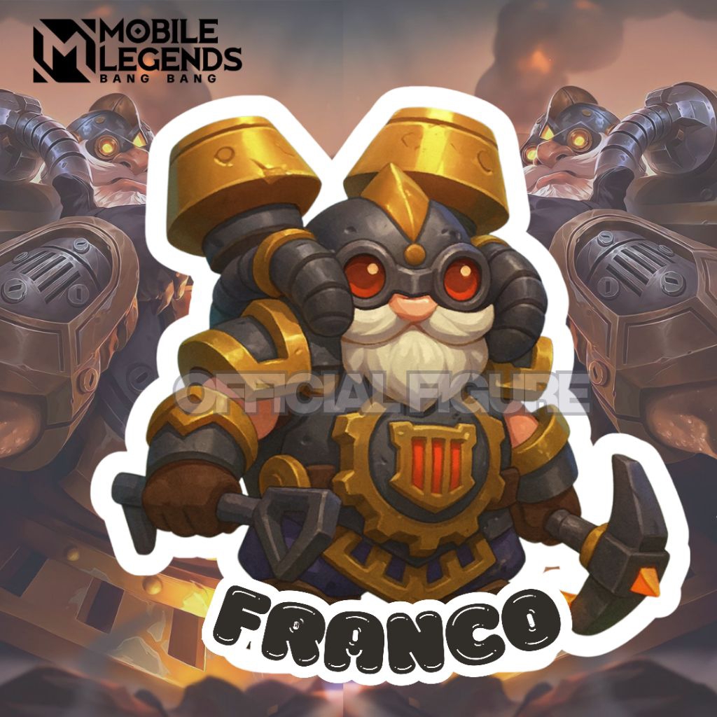Stiker Chibi Lucu Mobile Legends Franco Vinyl Tahan Air & Koleksi Hero Lengkap