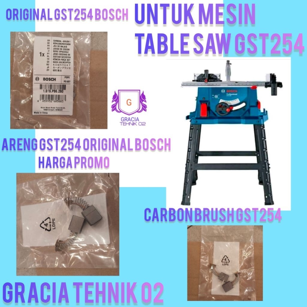 CARBON BRUSH BOSCH GTS254 ORIGINAL ARENG GTS254 BOSCH MESIN TABLE SAW BOSCH GTS254 ORIGINAL