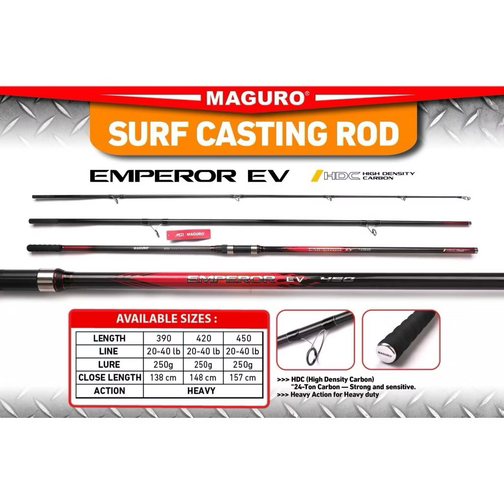 Joran Surf Sambung 3 Maguro Emperor EV CW 250gr Kaku