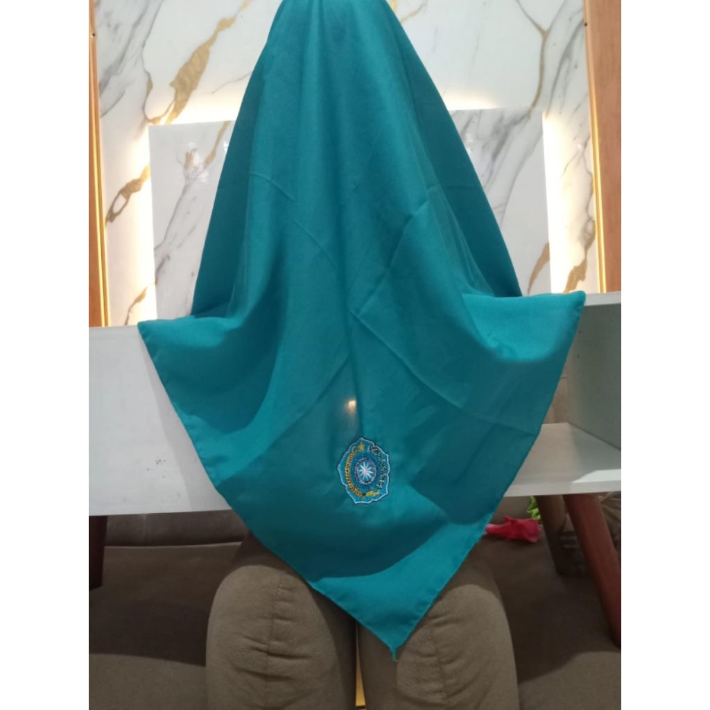 jilbab pkk tepi kelin hijab pkk segi empat square kerudung pkk biru tosca organisasi pkk