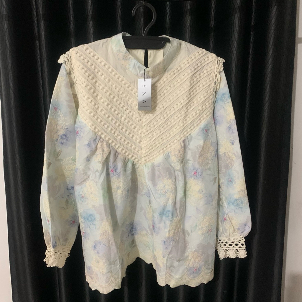 NEW atasan katun bordir brukat bunga denim by VNS