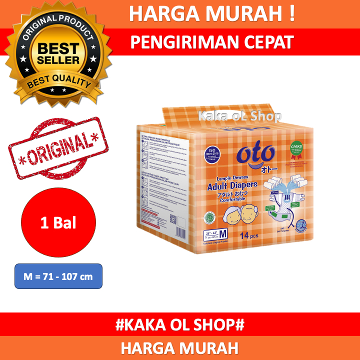 OTO Popok Perekat Dewasa - OTO Diapers Adult Popok Dewasa model Perekat M14 L14 XL12 Kemasan Bal