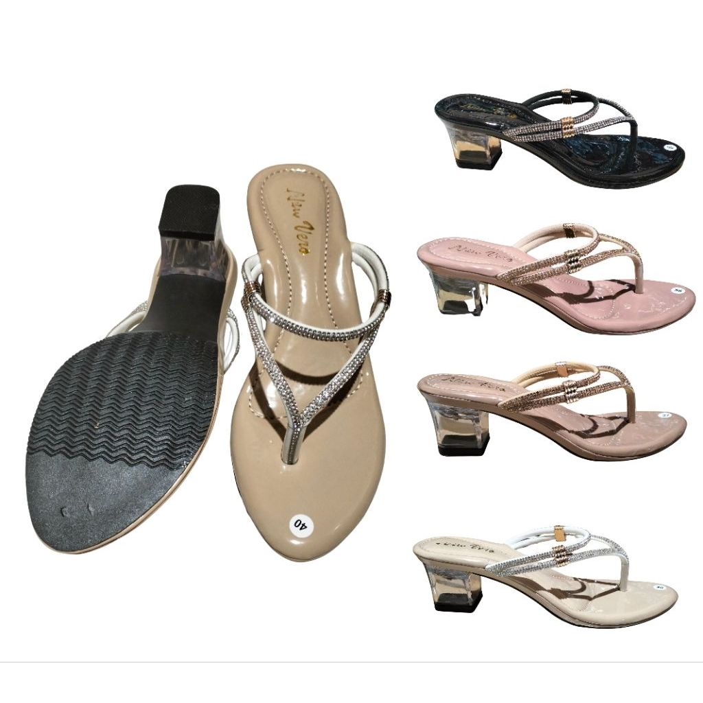 sandal wedges pesta hak kaca 5cm  japit blink2 cewek terbaru