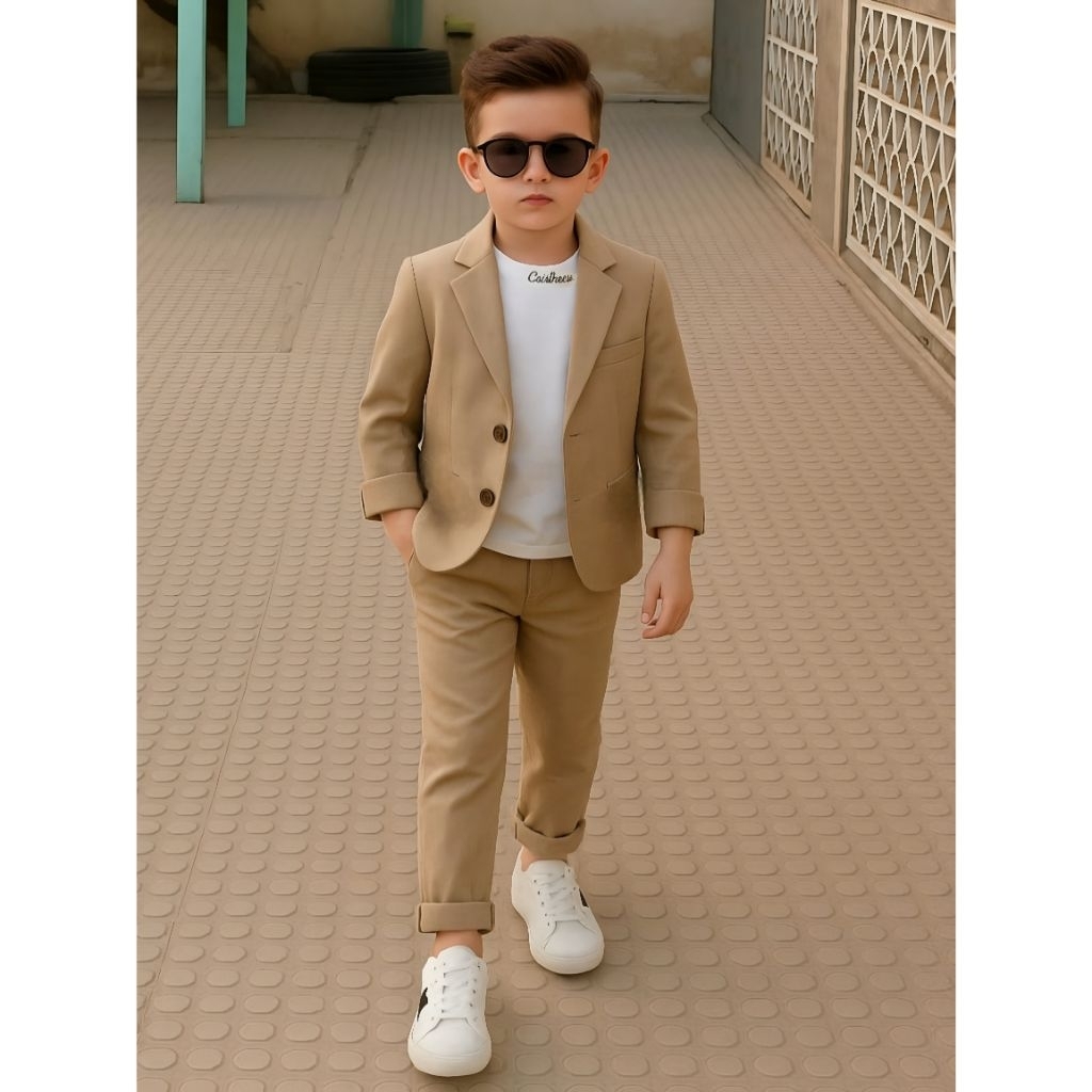 3in1 Set Hubo Setalan Jas Anak Laki Laki Keren Usia 3-4Tahun Outfit Anak Blazer + Celana Panjang Rx