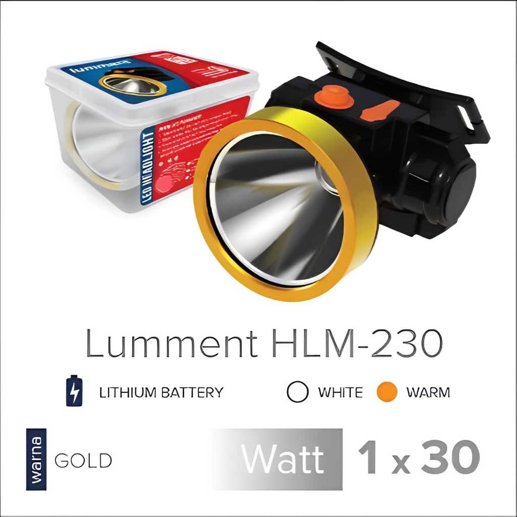 Lumment Senter Kepala/ Headlamp HLM-230 Led 30W Putih SNI