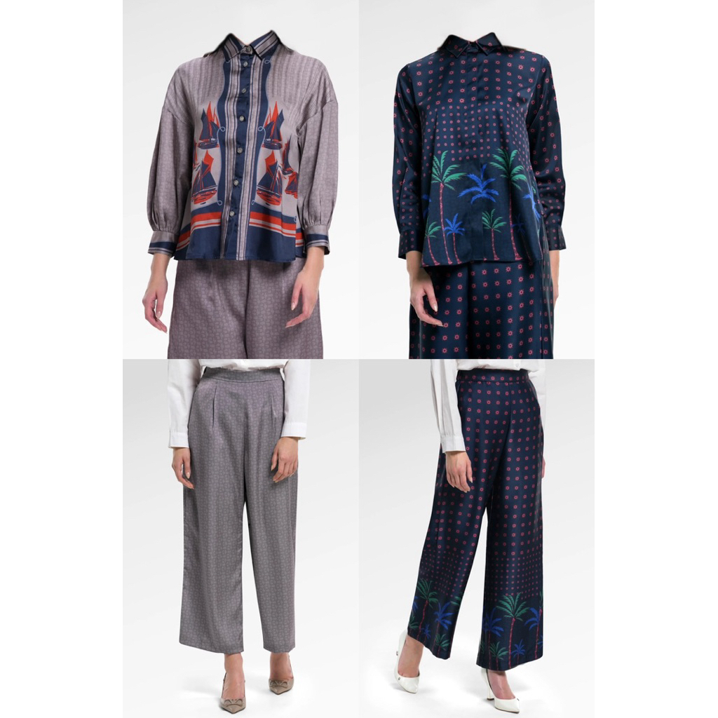 [baca deskripsi‼️] BENANG JARUM NAUTICAGRAM YOKE SHIRT NAUTICAGRAM SATIN PANTS NAUTICAGRAM GODET SHI