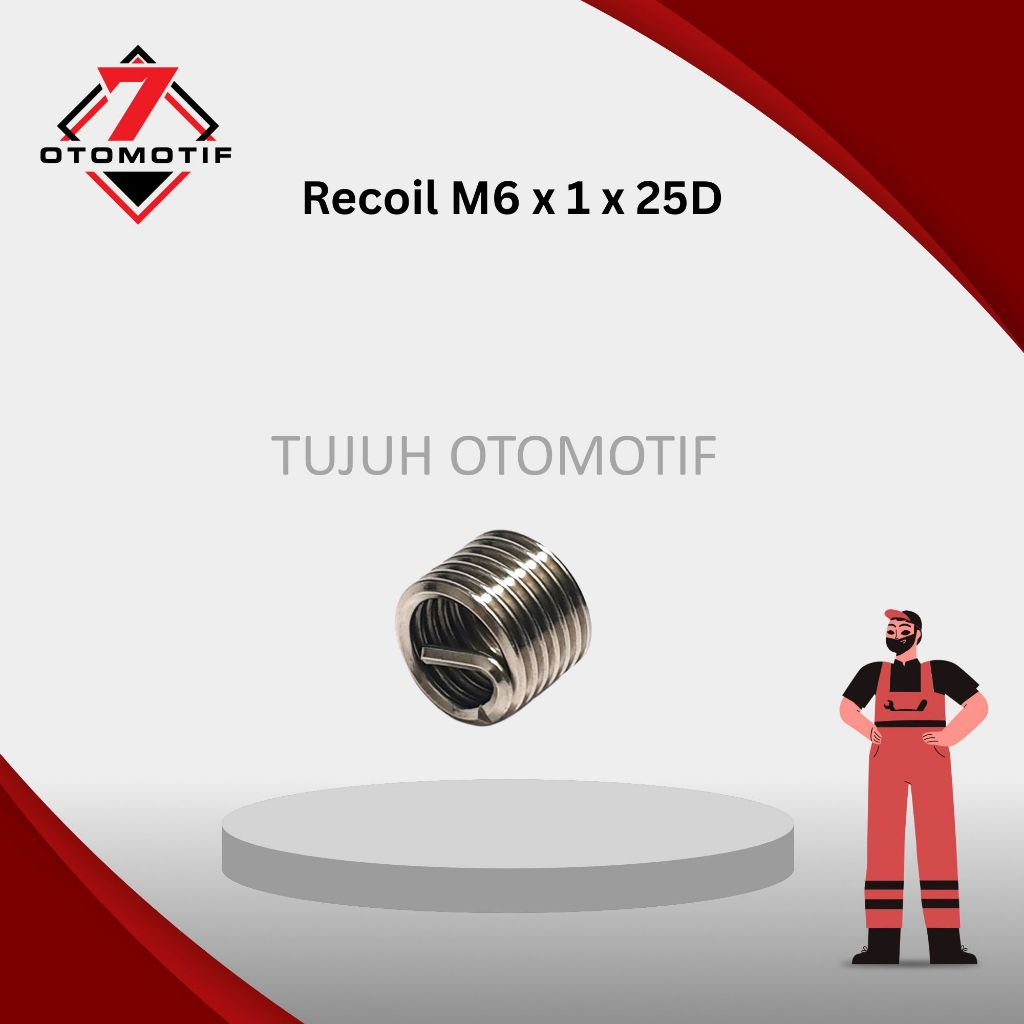 Recoil M6 x 1 x 2,5D Baut 10 Stainless SUS 304 Perbaikan Drat Rusak Otomotif