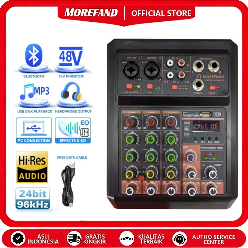 mini Audio 4-chanel mixer RE405 profesional Mendukung USB/Electro USB Bluetooth 48V Phantom Power DJ