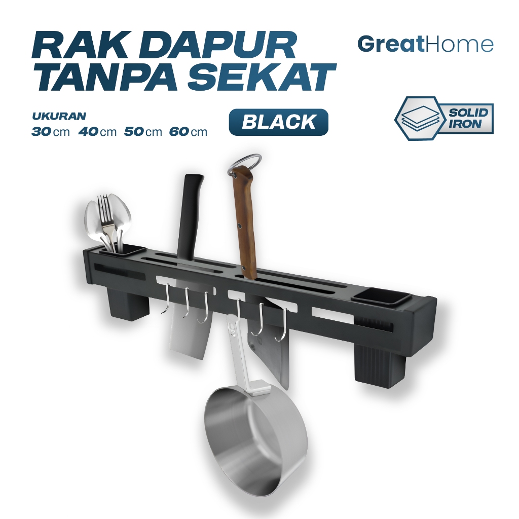 Rak Pisau Dinding Stainless Steel/Kitchen Rack /Tempat Sendok /Tempat Pisau Dinding Tempel 2403 3054