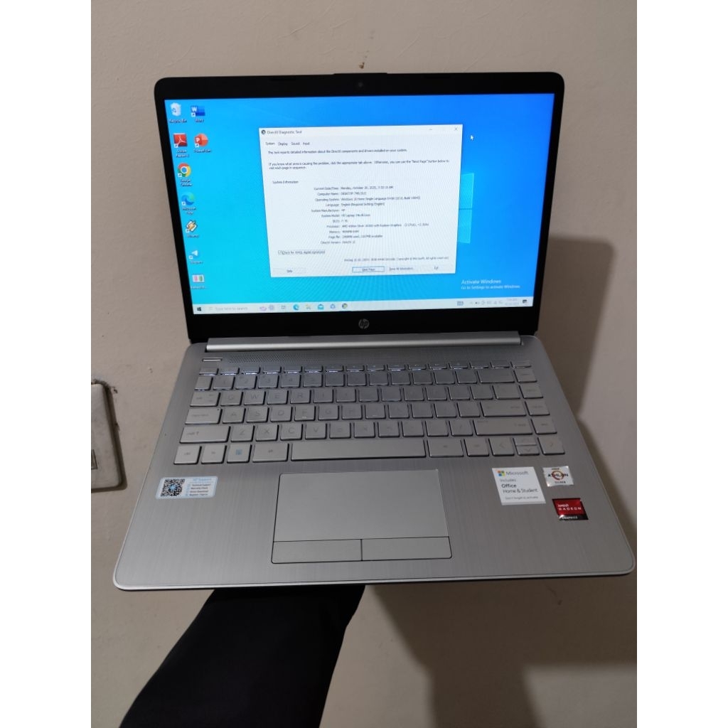 LAPTOP HP 14S ATLON SILVER DDR4 4GB SSD512