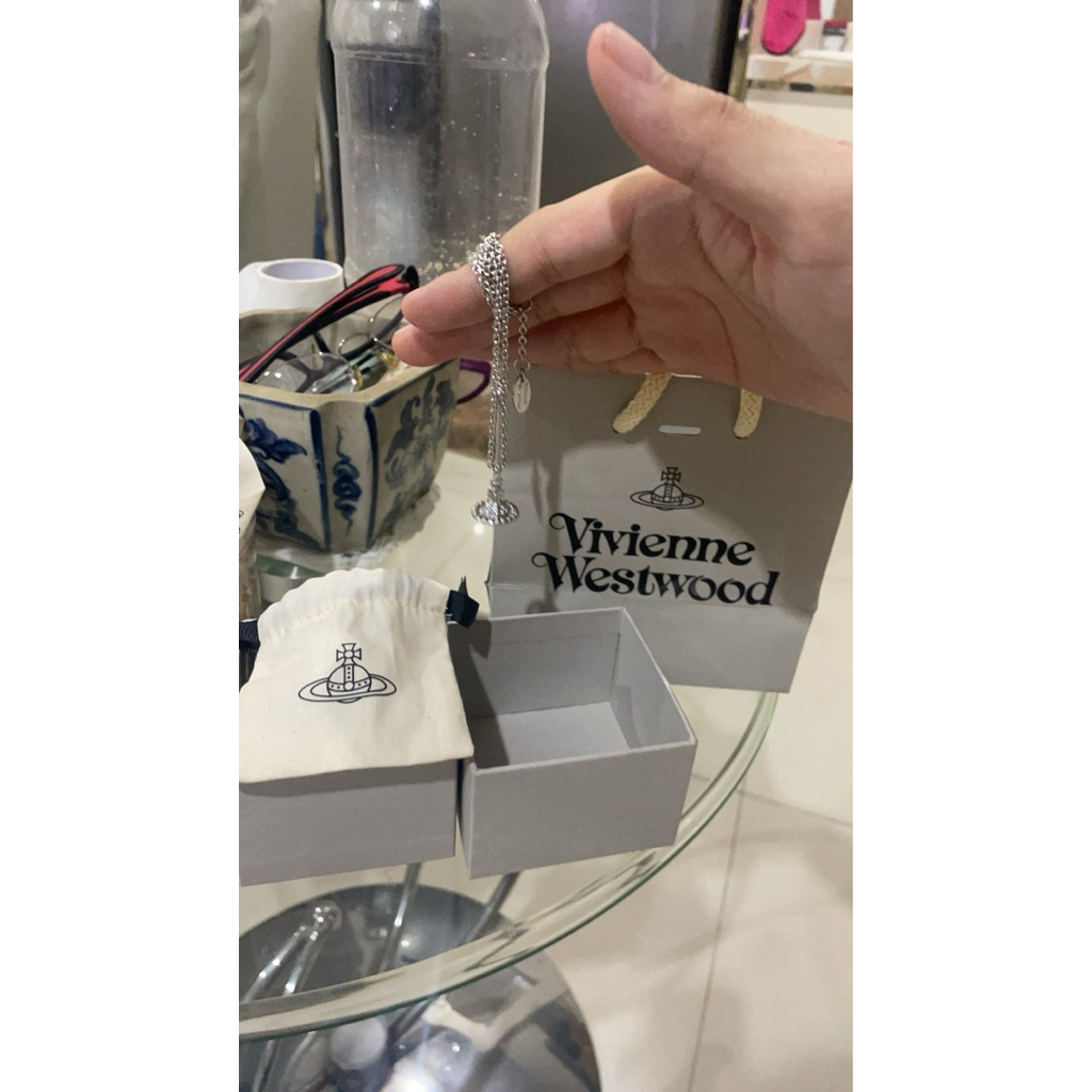 Vivienne Westwood 3D Orb Necklace Silver Swarovski Crystal