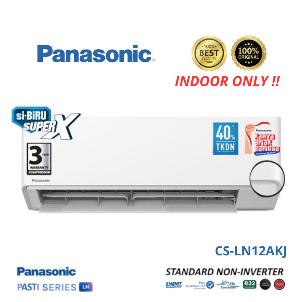 INDOOR AC PANASONIC 1 PK STANDARD CS-YN12AKJ BARU ( HANYA INDOOR AC SAJA )