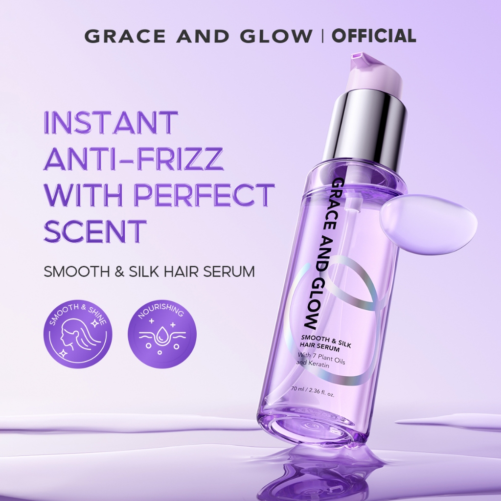 Grace and Glow Smooth and Silk Hair Serum Instant Anti-Frizz | Hair Vitamin Serum Rambut Anti Kusut 