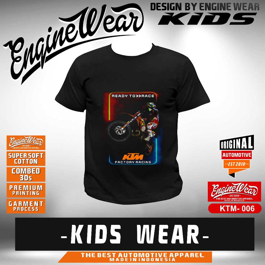 Kaos anak KTM racing T-shirt  motor cross baju motocross adventure racing kaos otomotif motor trail 