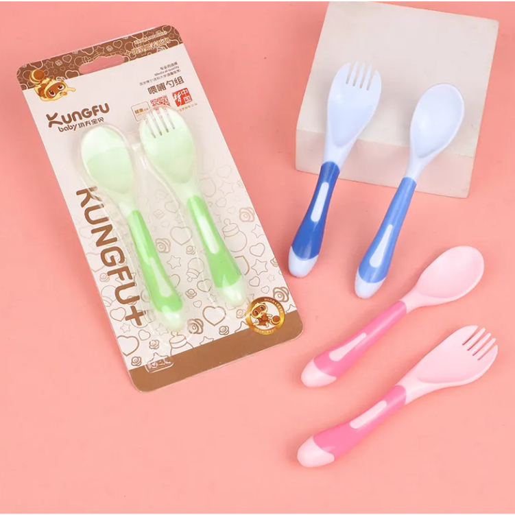 [SHS]SENDOK MAKAN BAYI SENSOR SUHU PANAS / SENDOK GARPU BAYI SILIKON / SENDOK MAKAN BAYI SILIKON / B