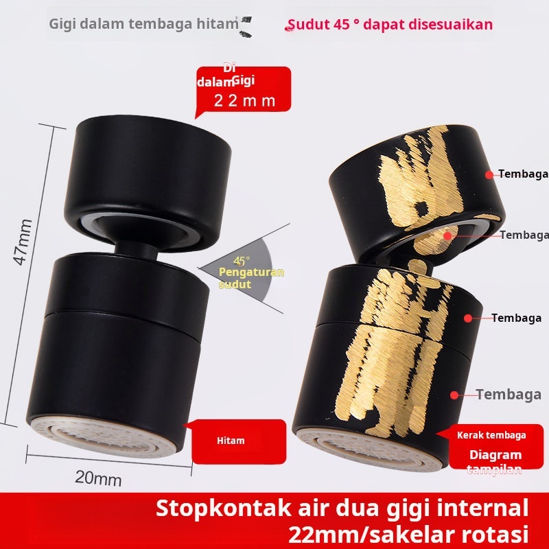 Aerator Keran Anti Percik 2 Mode - Penyembur Panjang Serbaguna untuk Wastafel & Dapur, Air Tidak Per