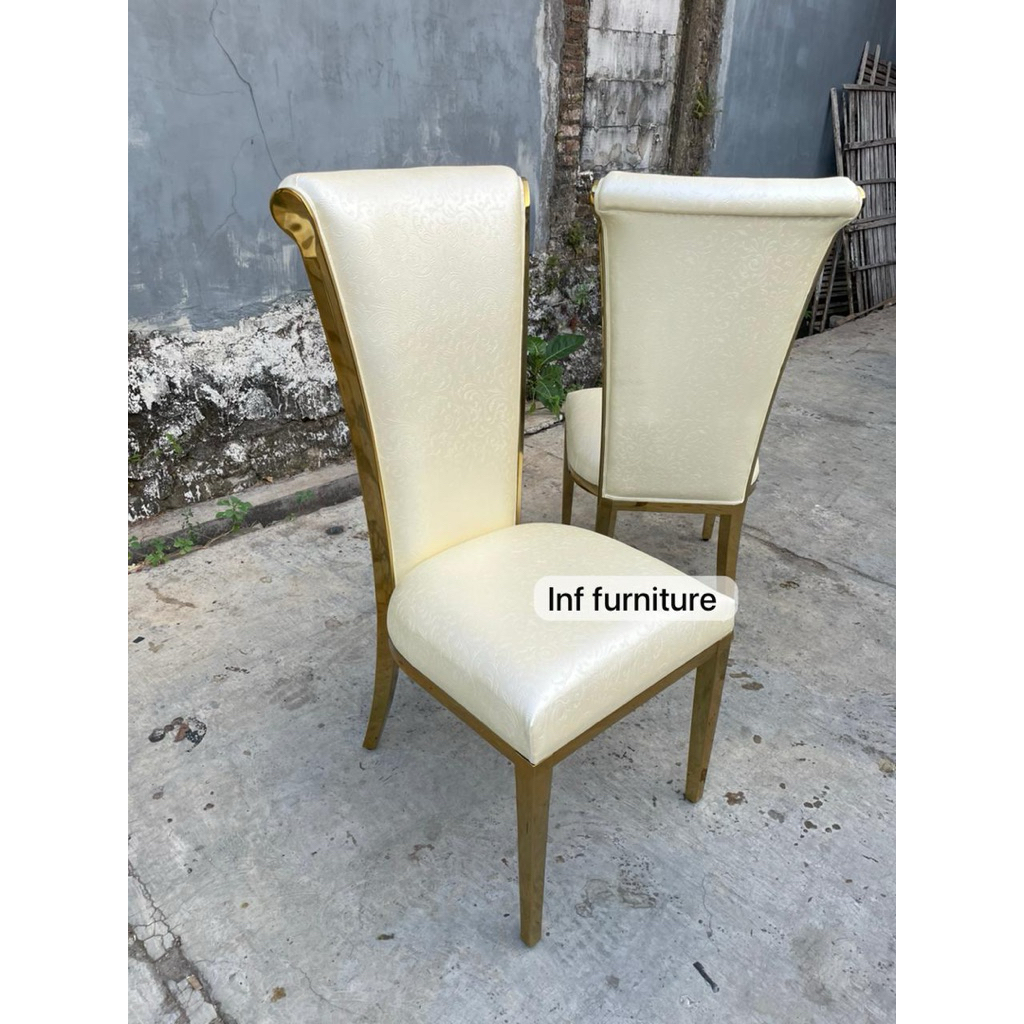 kursi makan stainless gold mewah