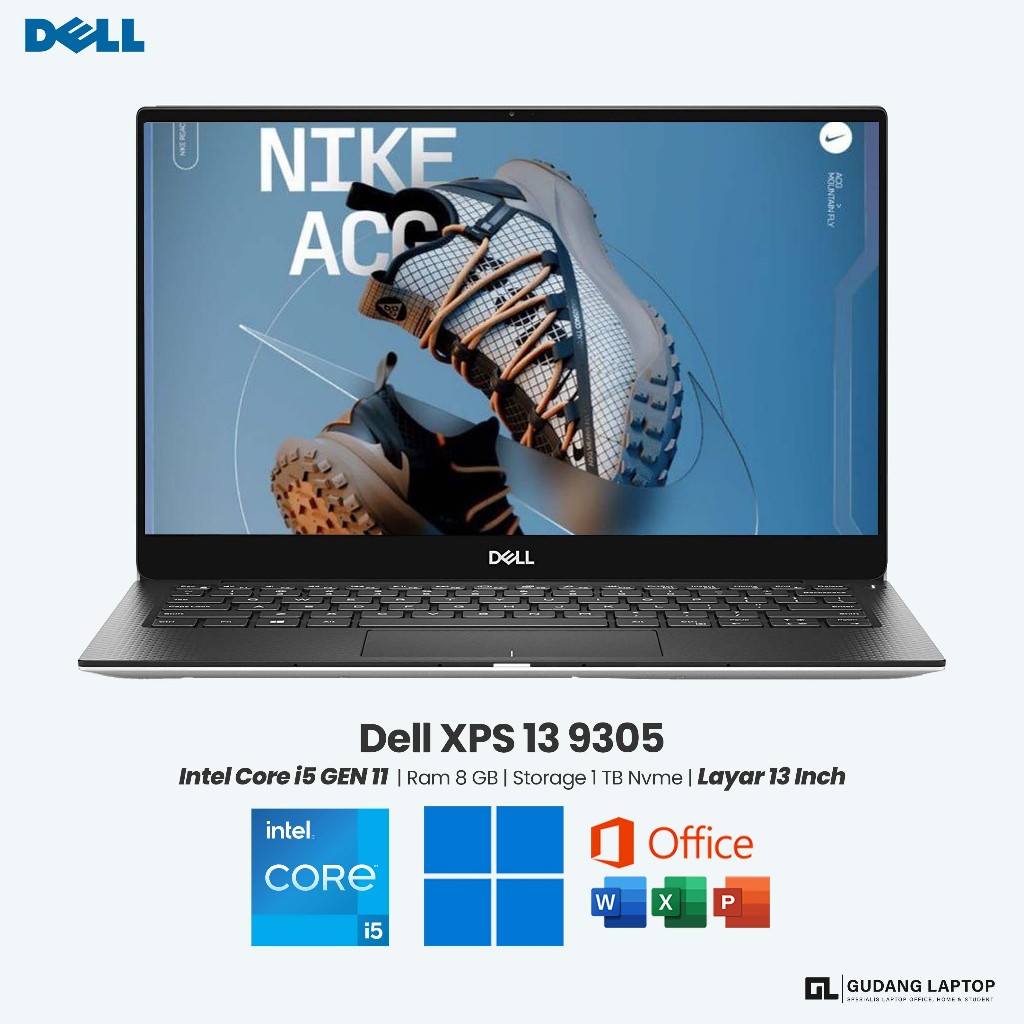Laptop Dell XPS 13 9305 Core i5 Gen 11 Ram 8 GB SSD 1 TB Layar 13 inch