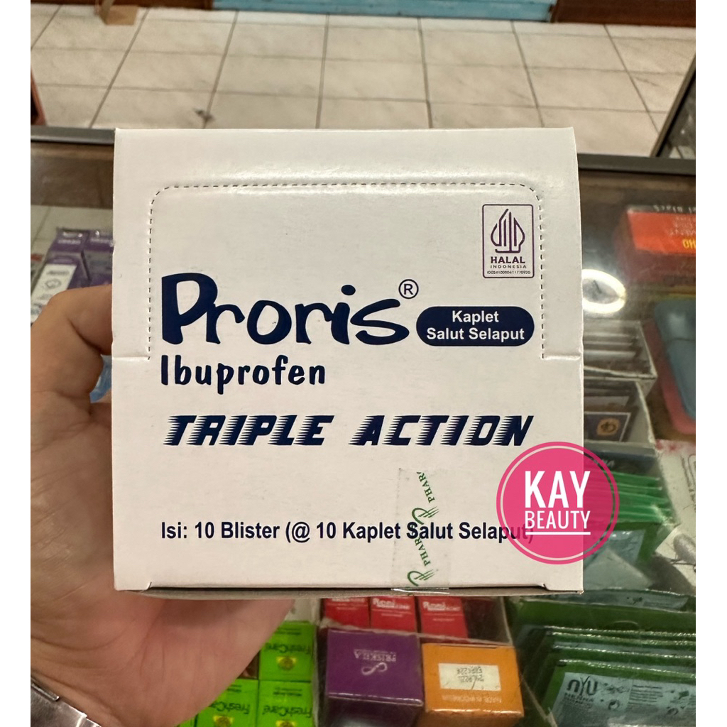 Proris Anti Nyeri Ibuprofen Triple Action 1box 10 blister x 10 kaplet (100kaplet)*
