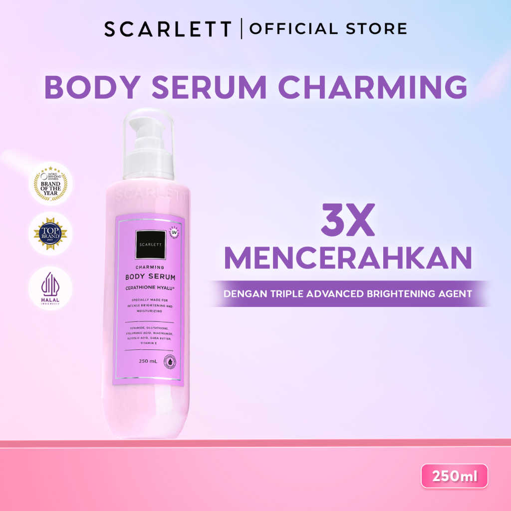 Scarlett Whitening Charming Body Serum - Serum Badan dengan Aroma Wangi Mewah untuk Mencerahkan Mele